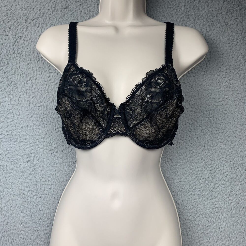 Wacoal Bra Womens 36D Black Lace So Sophisticated Unpadded Underwire 851287